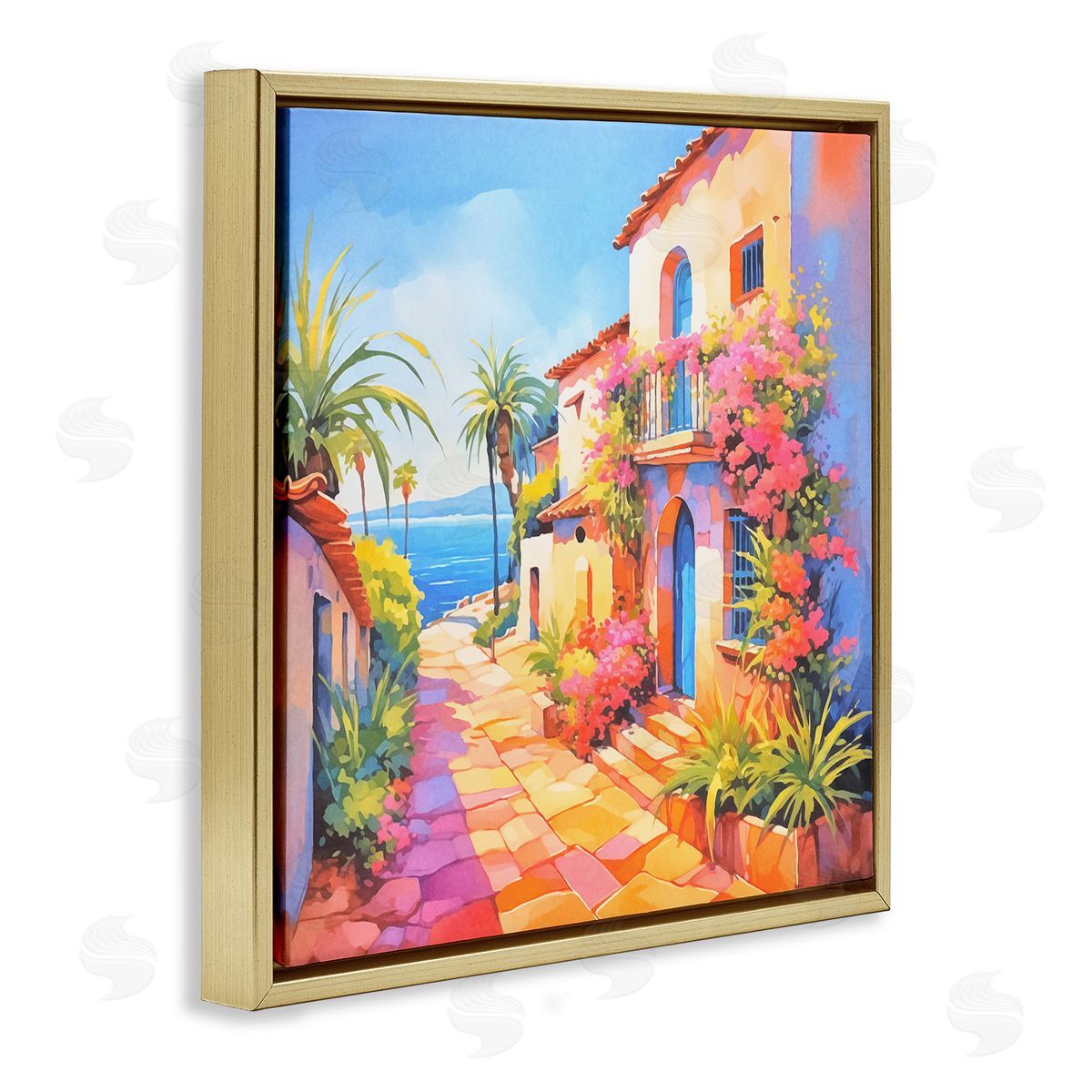 Andrea Haase Tropical Bella Vista Gold Floating Frame Canvas Wall Art Print