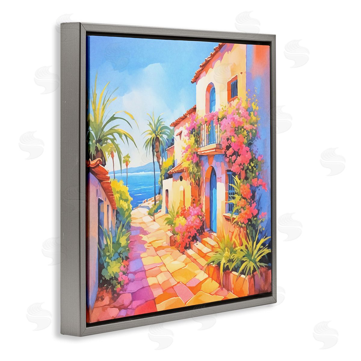 Andrea Haase Tropical Bella Vista Gray Floating Frame Canvas Wall Art Print