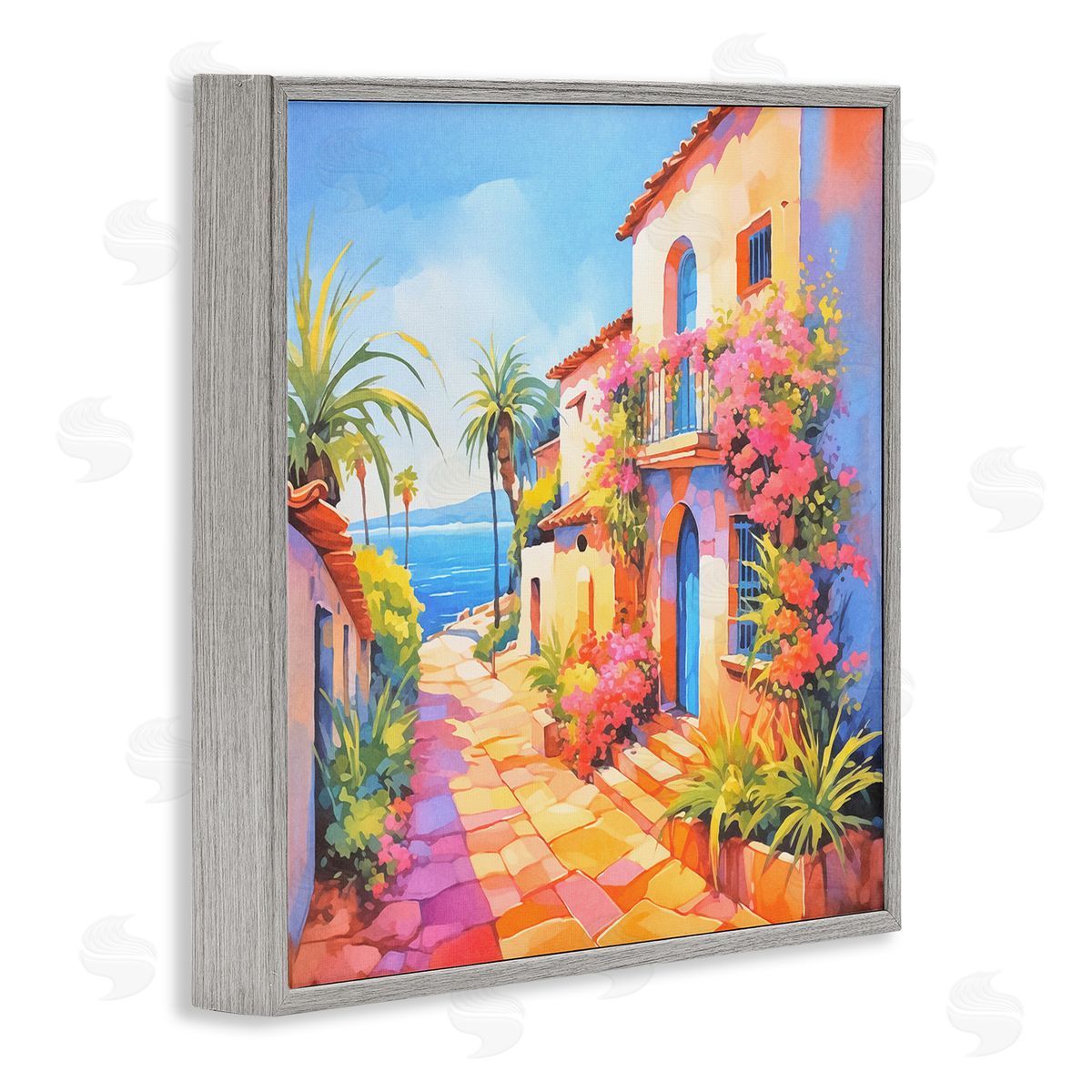 Andrea Haase Tropical Bella Vista Gray Framed Giclee Wall Art Print