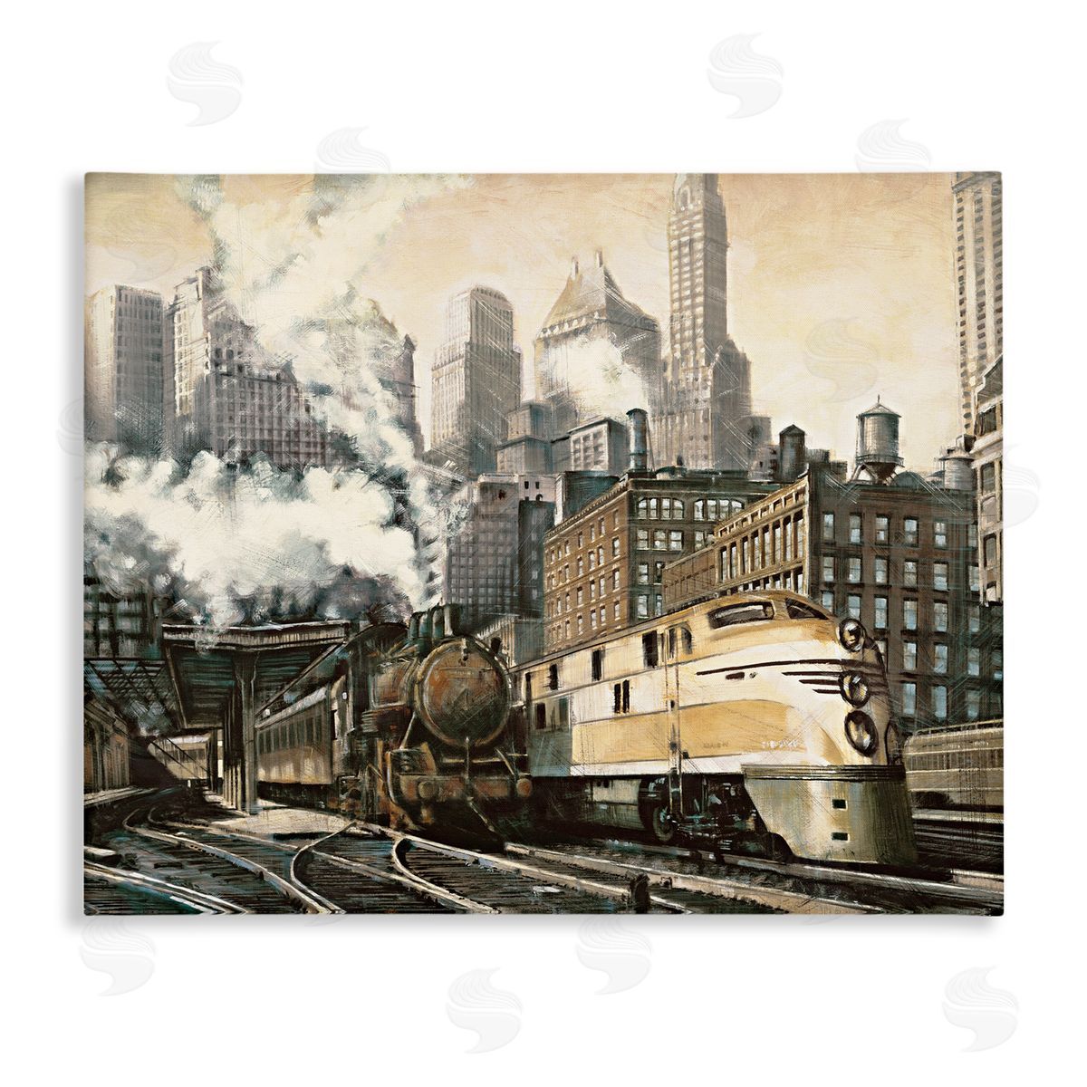 Urban Steam Train Canvas Wall Art, Home Decor by Matthew Daniels