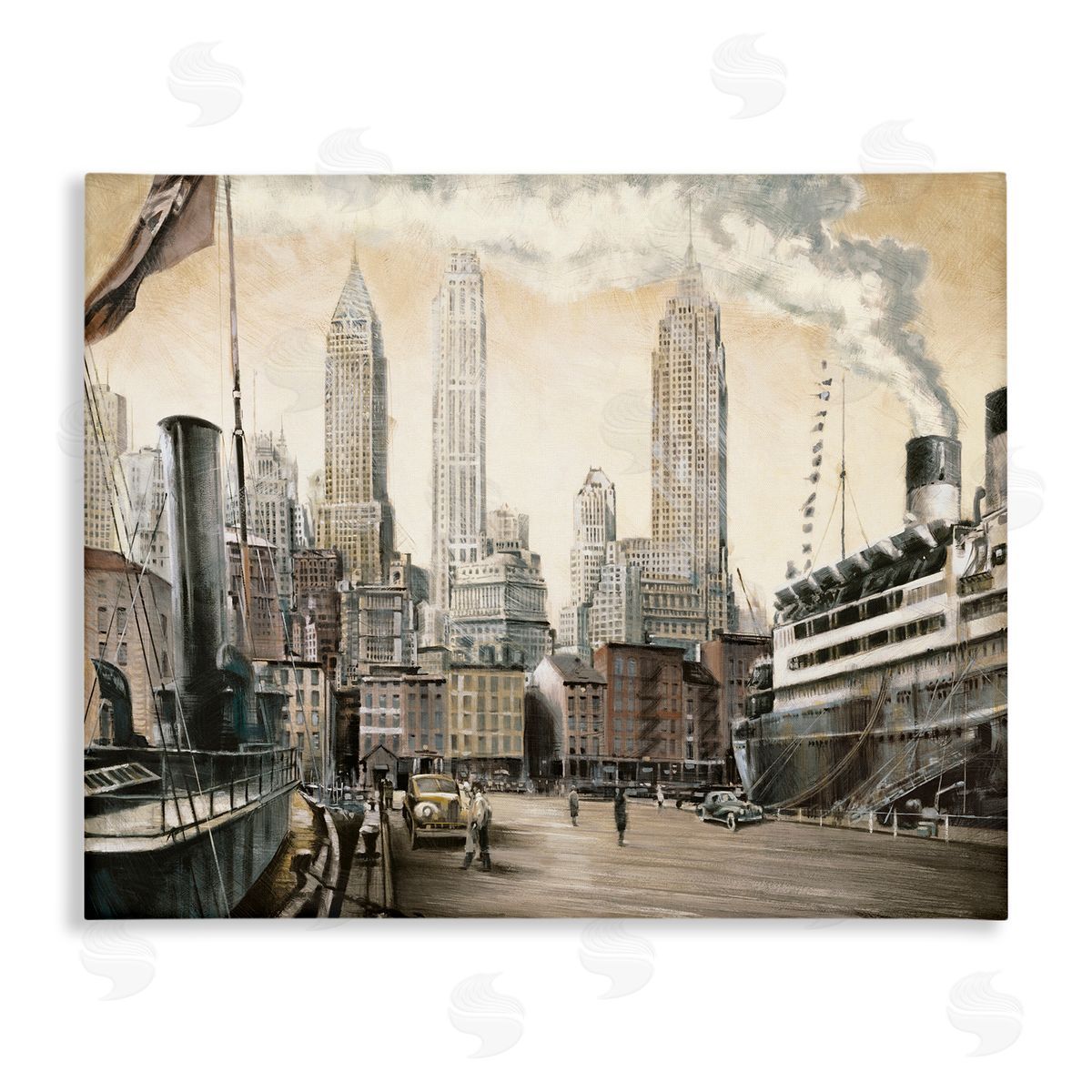 Urban Boat Harbour Canvas Wall Art, Home Decor by Matthew Daniels