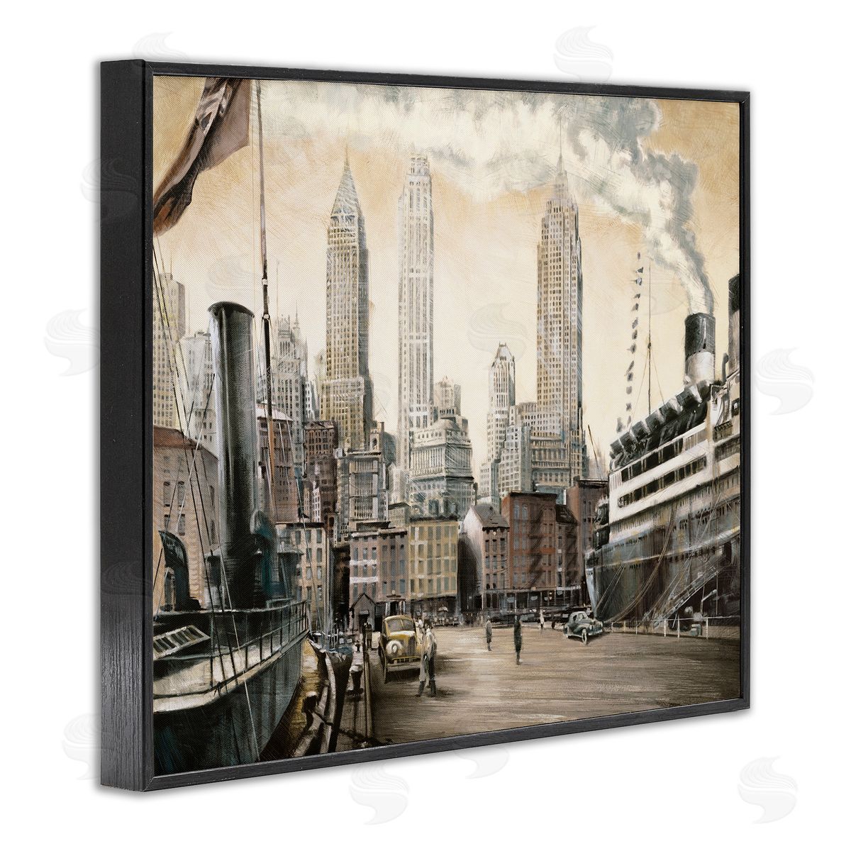 Urban Boat Harbour Black Frame Print Wall Art, Home Decor by Matthew Daniels