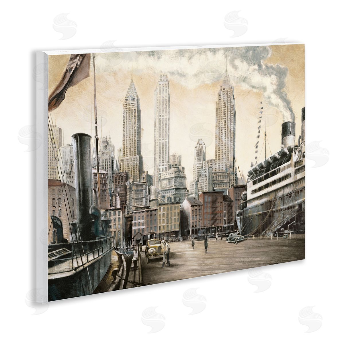Urban Boat Harbour Wood Plaque Wall Art, Home Decor by Matthew Daniels