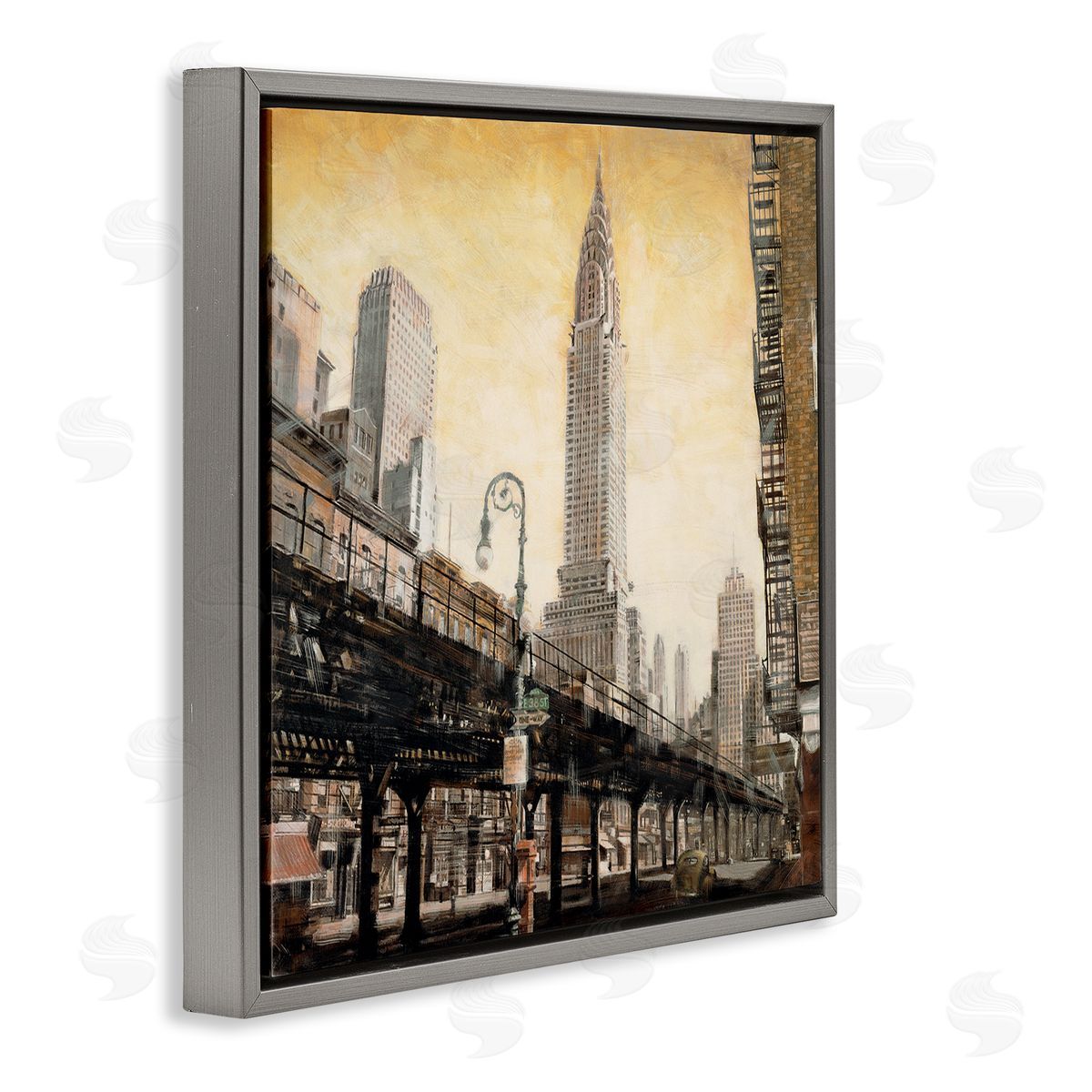 Matthew Daniels Looming City Towers Gray Floating Frame Canvas Wall Art Print