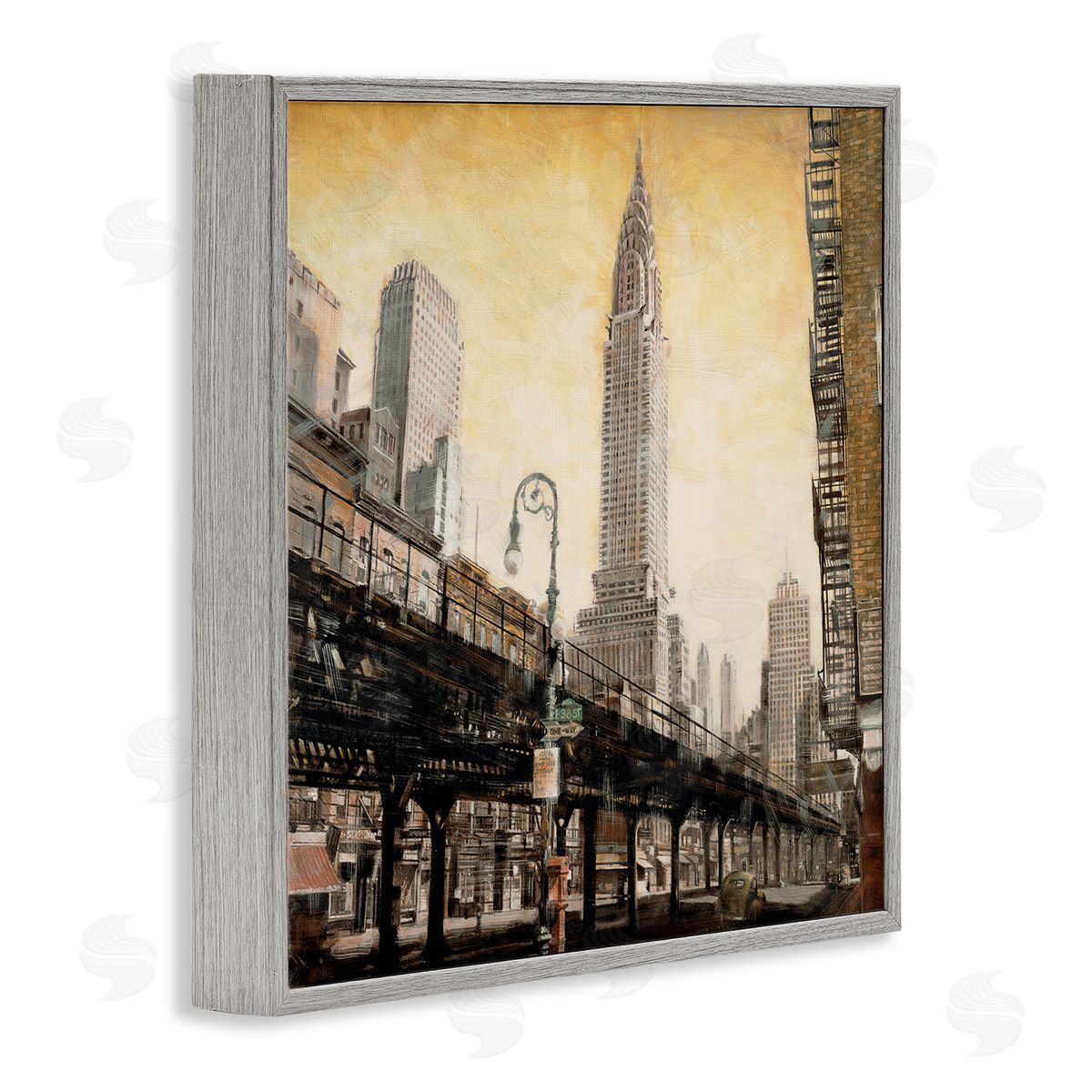 Matthew Daniels Looming City Towers Gray Framed Giclee Wall Art Print