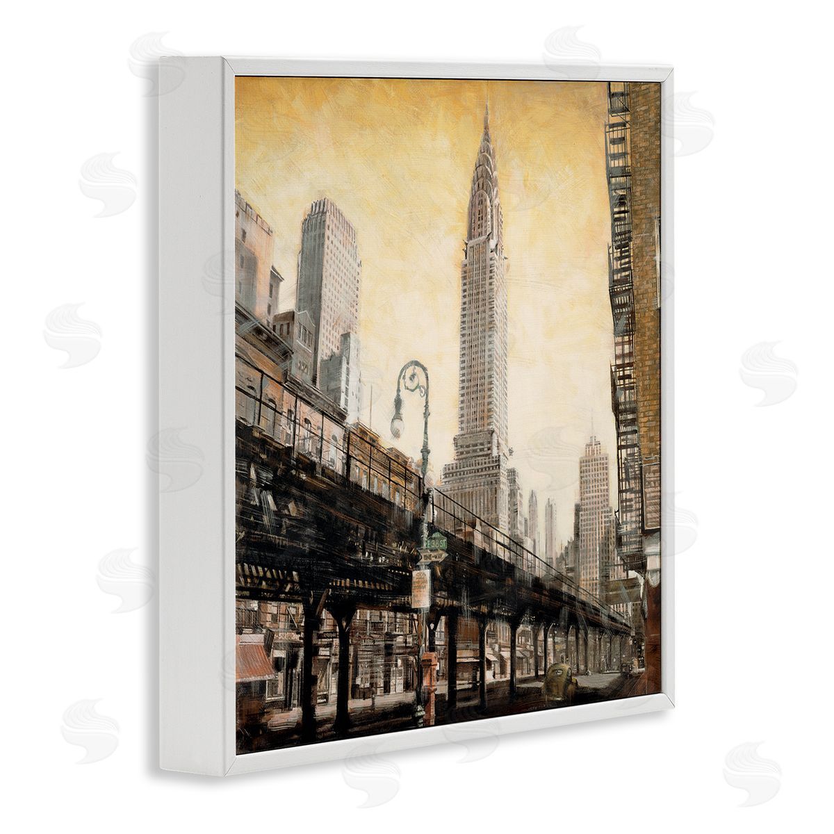 Matthew Daniels Looming City Towers White Framed Giclee Wall Art Print
