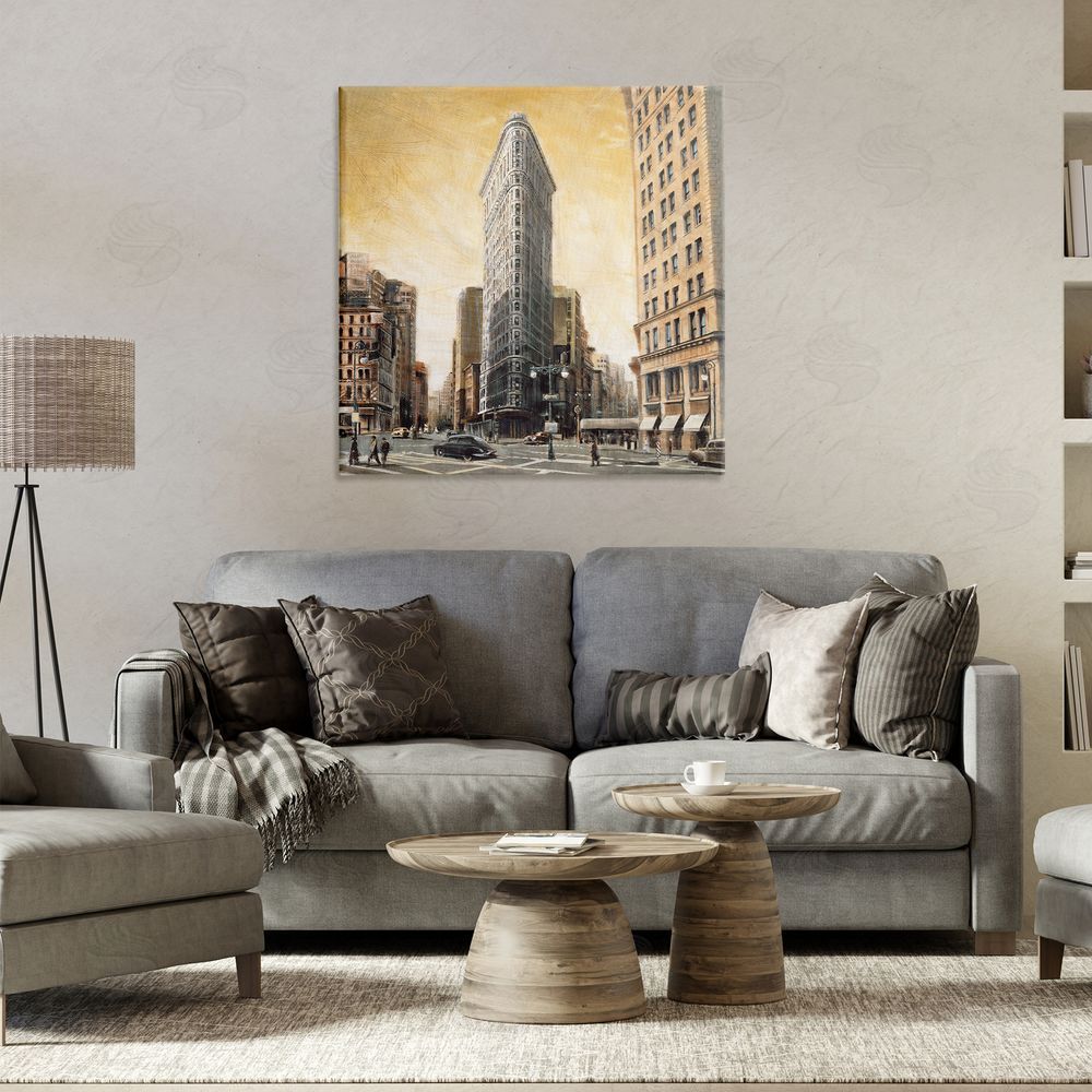 Matthew Daniels People Strolling City Canvas Wall Art Print in Room