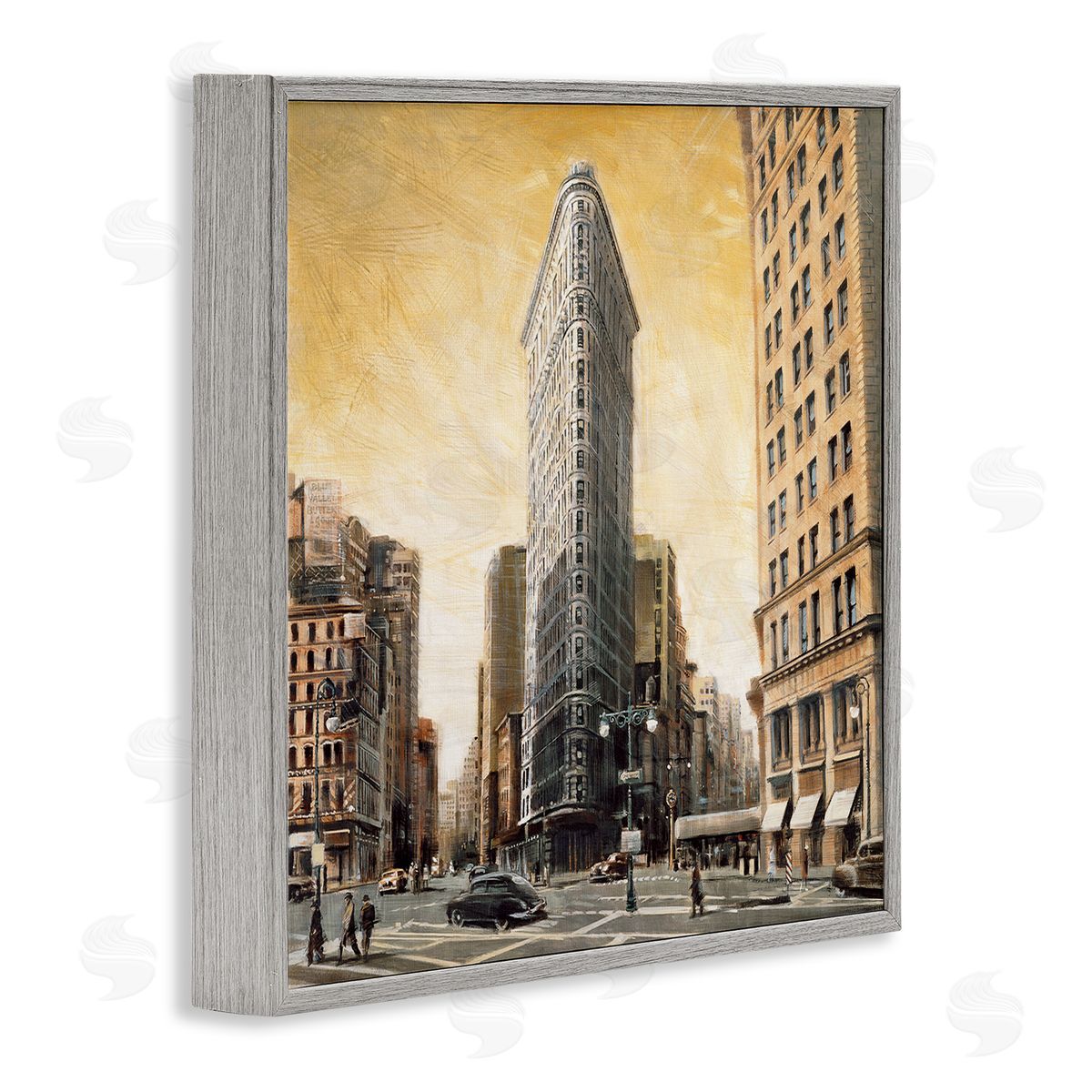 Matthew Daniels People Strolling City Gray Framed Giclee Wall Art Print
