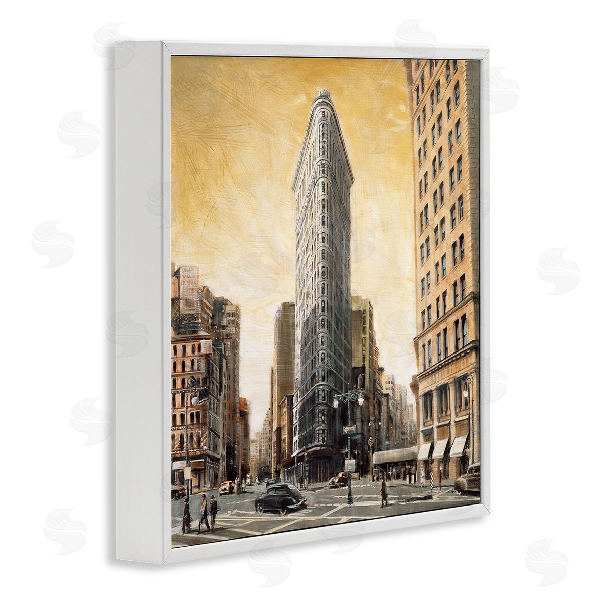 Matthew Daniels People Strolling City White Framed Giclee Wall Art Print