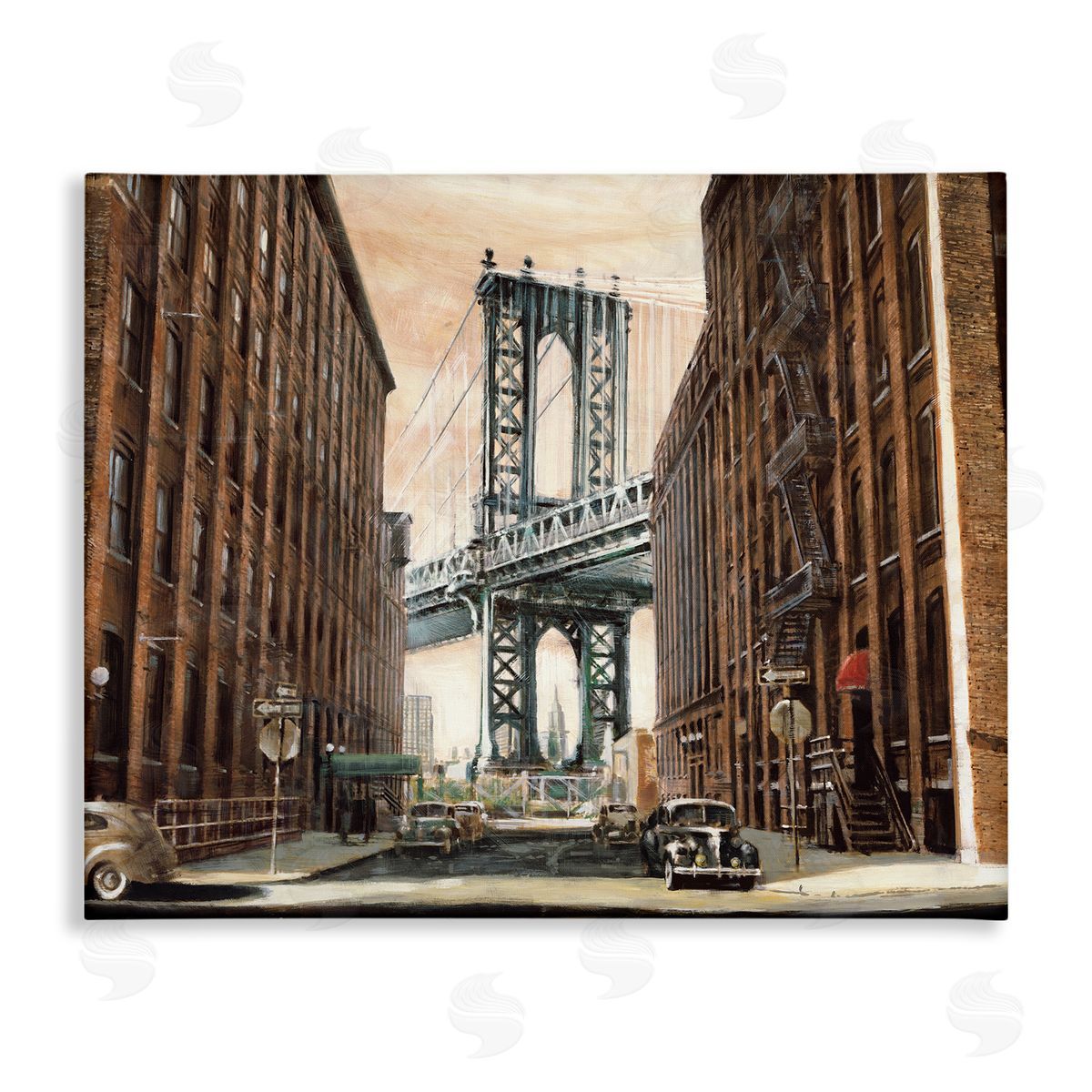 Cityscape with Bridge View Canvas Wall Art, Home Decor by Matthew Daniels