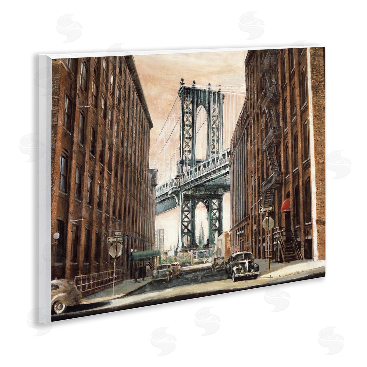Cityscape with Bridge View Wood Plaque Wall Art, Home Decor by Matthew Daniels