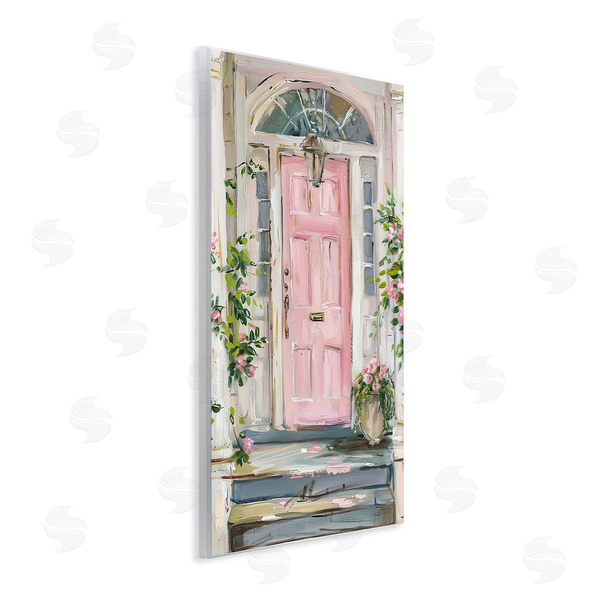 Pink Door Welcome Wood Plaque Wall Art, Home Decor by Petal Prints Design