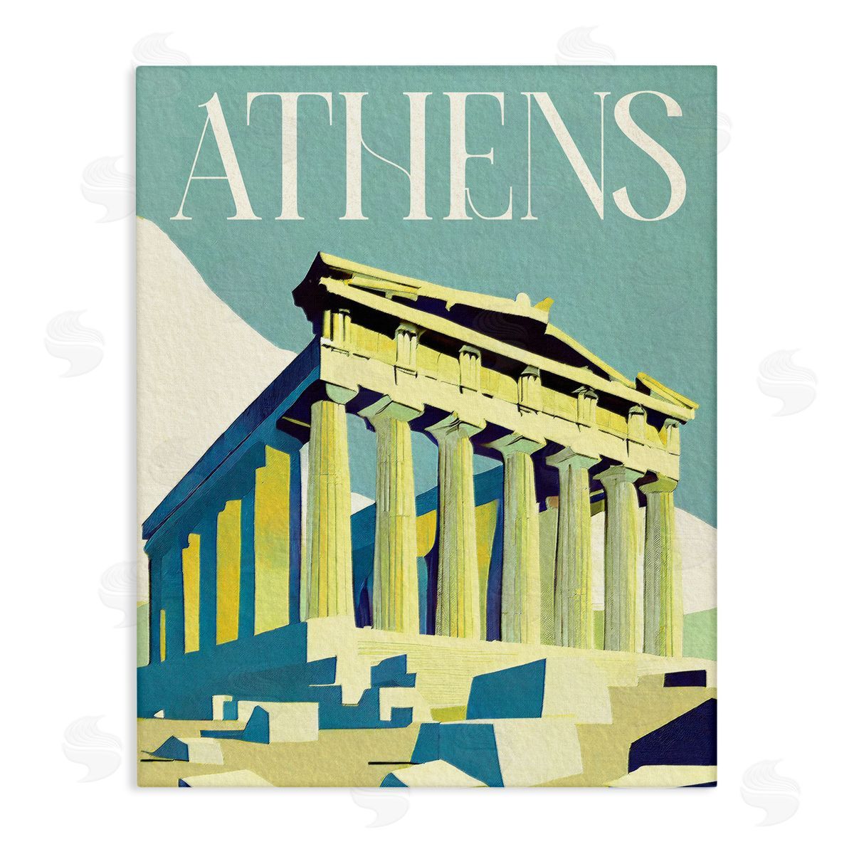 Stupell Studio Athens City Landmark Canvas Wall Art Print