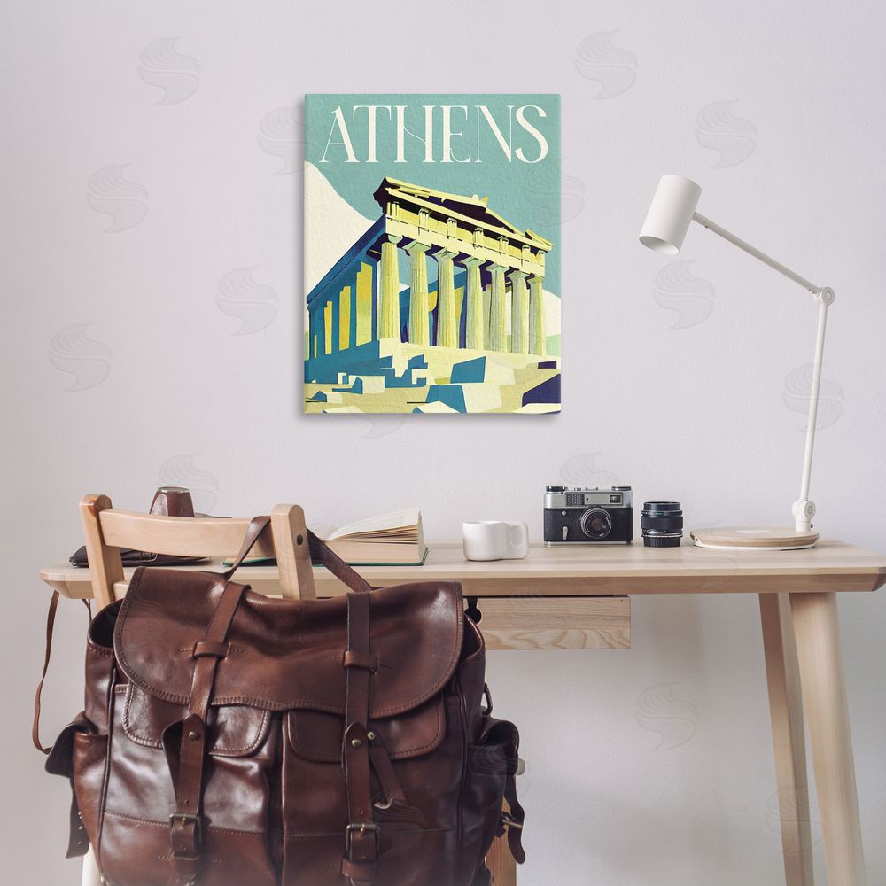 Stupell Studio Athens City Landmark Canvas Wall Art Print in Room