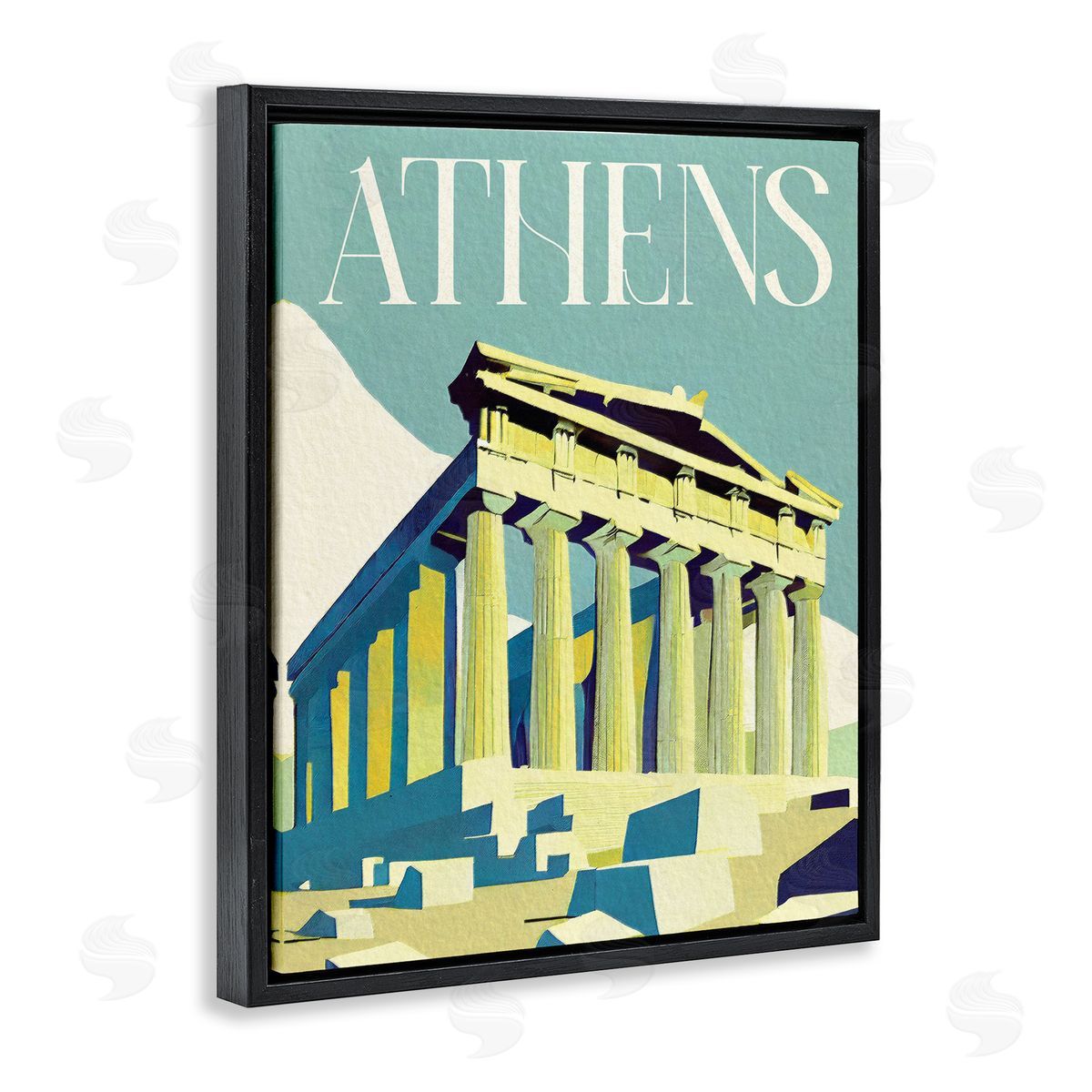 Stupell Studio Athens City Landmark Black Floating Frame Canvas Wall Art Print