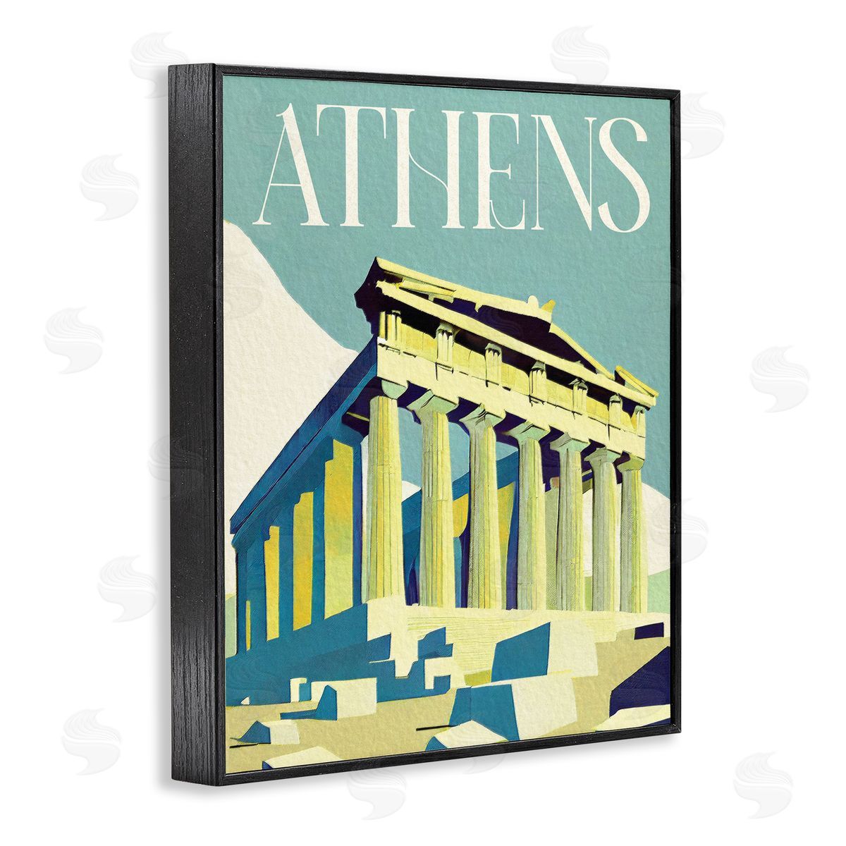 Stupell Studio Athens City Landmark Black Framed Giclee Wall Art Print