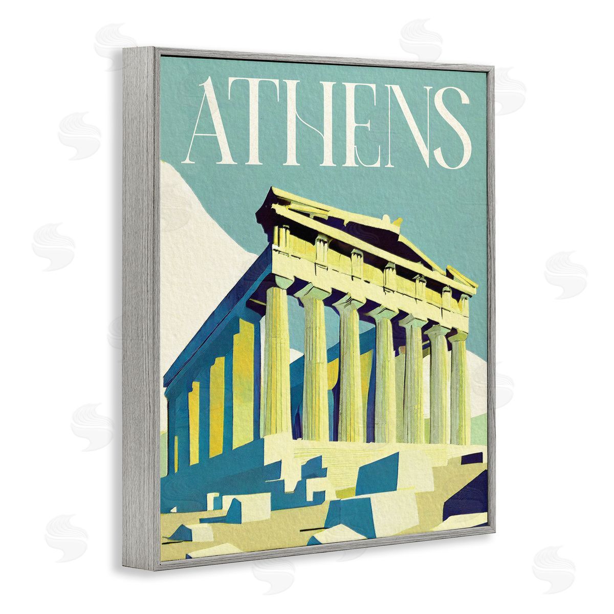 Stupell Studio Athens City Landmark Gray Framed Giclee Wall Art Print