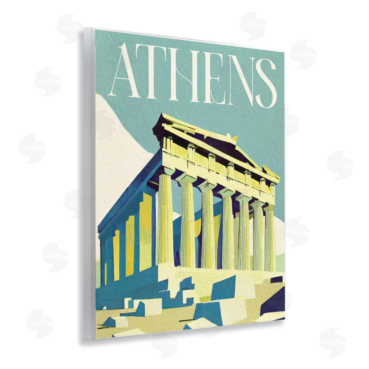 Stupell Studio Athens City Landmark Wooden Wall Plaque Art Print