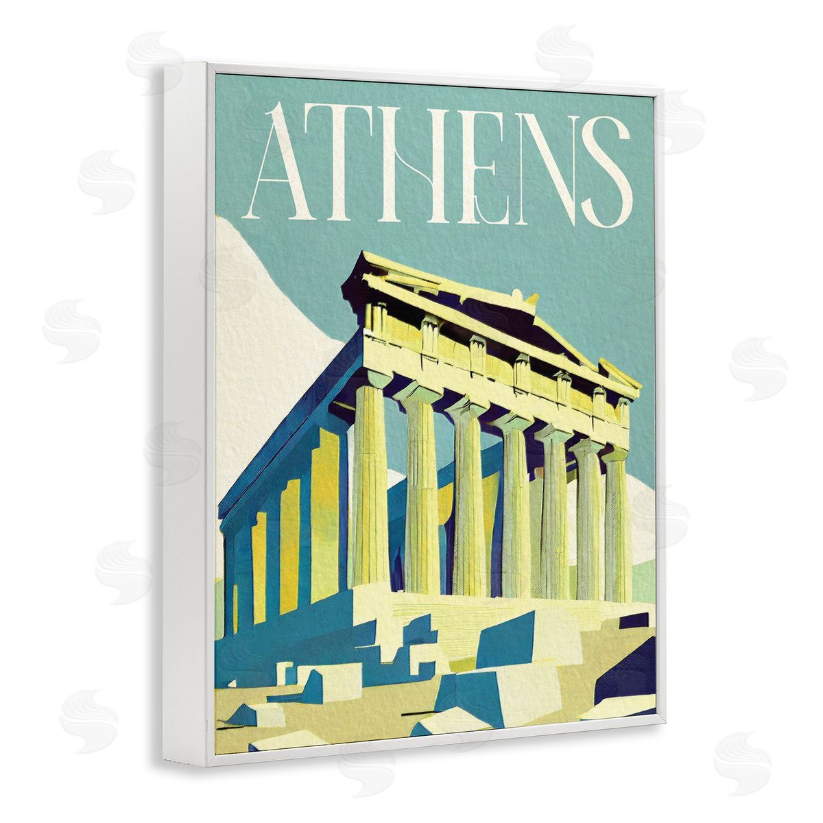 Stupell Studio Athens City Landmark White Framed Giclee Wall Art Print