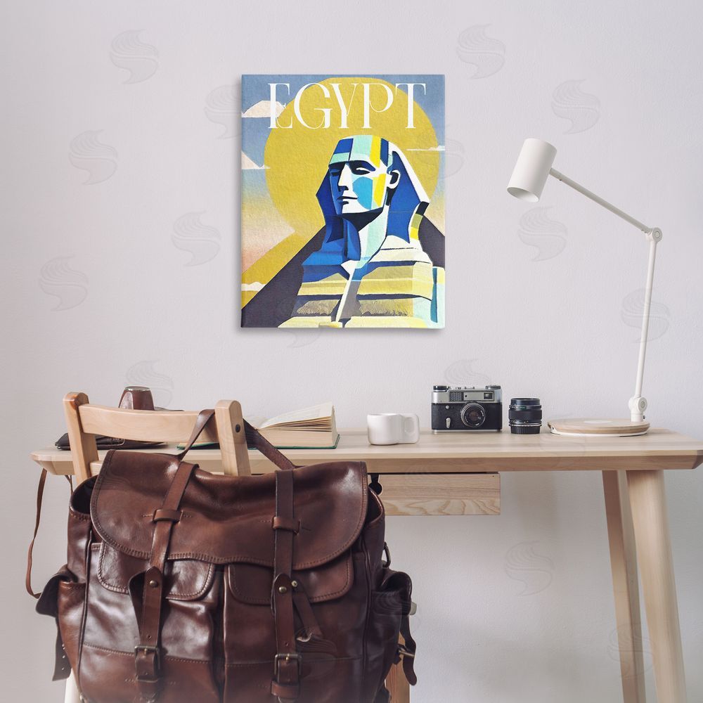 Stupell Studio Egypt Sphinx Landmark Canvas Wall Art Print in Room