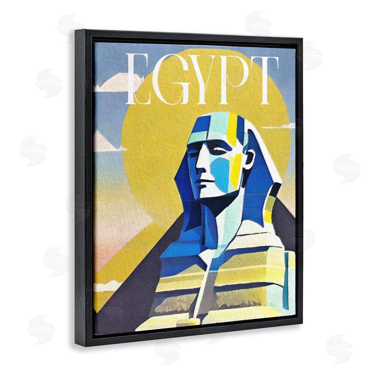 Stupell Studio Egypt Sphinx Landmark Black Floating Frame Canvas Wall Art Print