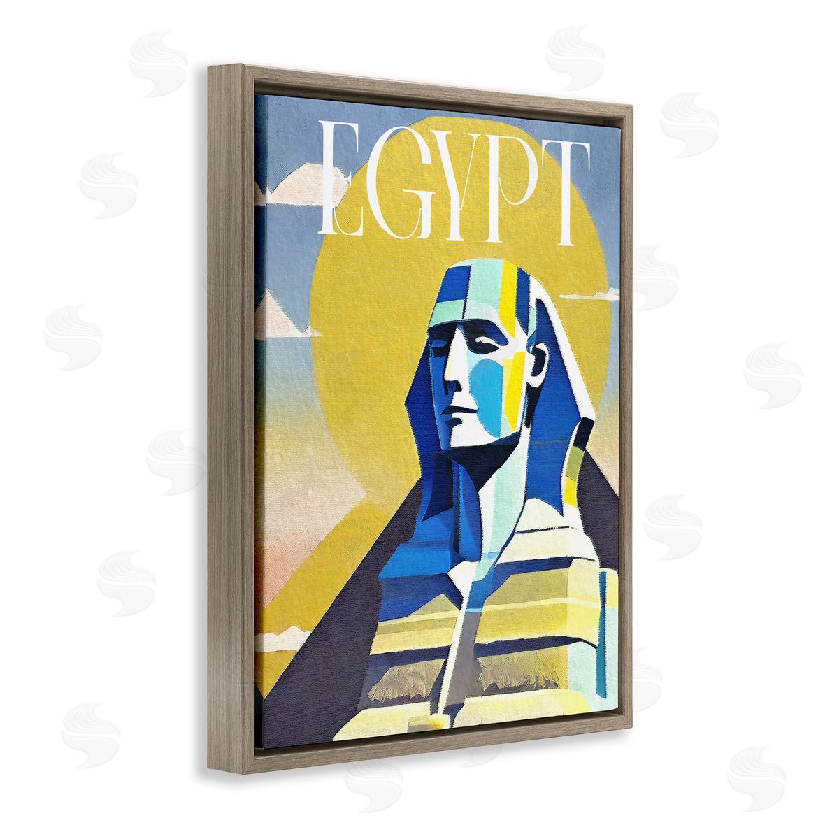 Stupell Studio Egypt Sphinx Landmark Brown Floating Frame Canvas Wall Art Print