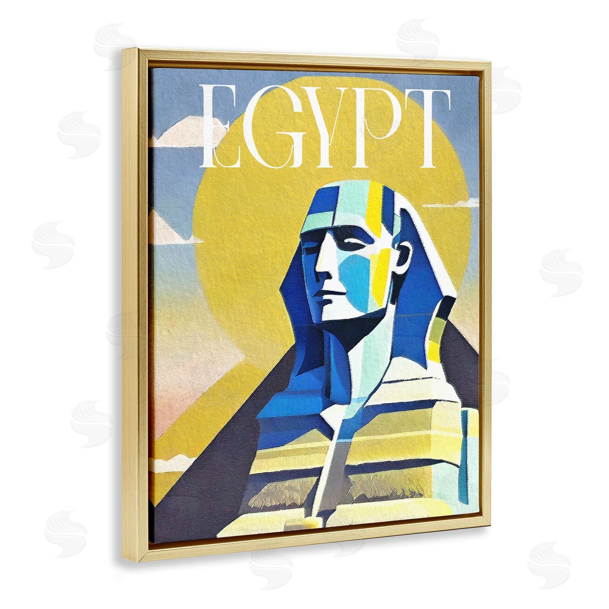 Stupell Studio Egypt Sphinx Landmark Gold Floating Frame Canvas Wall Art Print