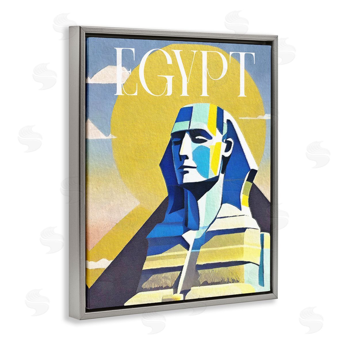 Stupell Studio Egypt Sphinx Landmark Gray Floating Frame Canvas Wall Art Print