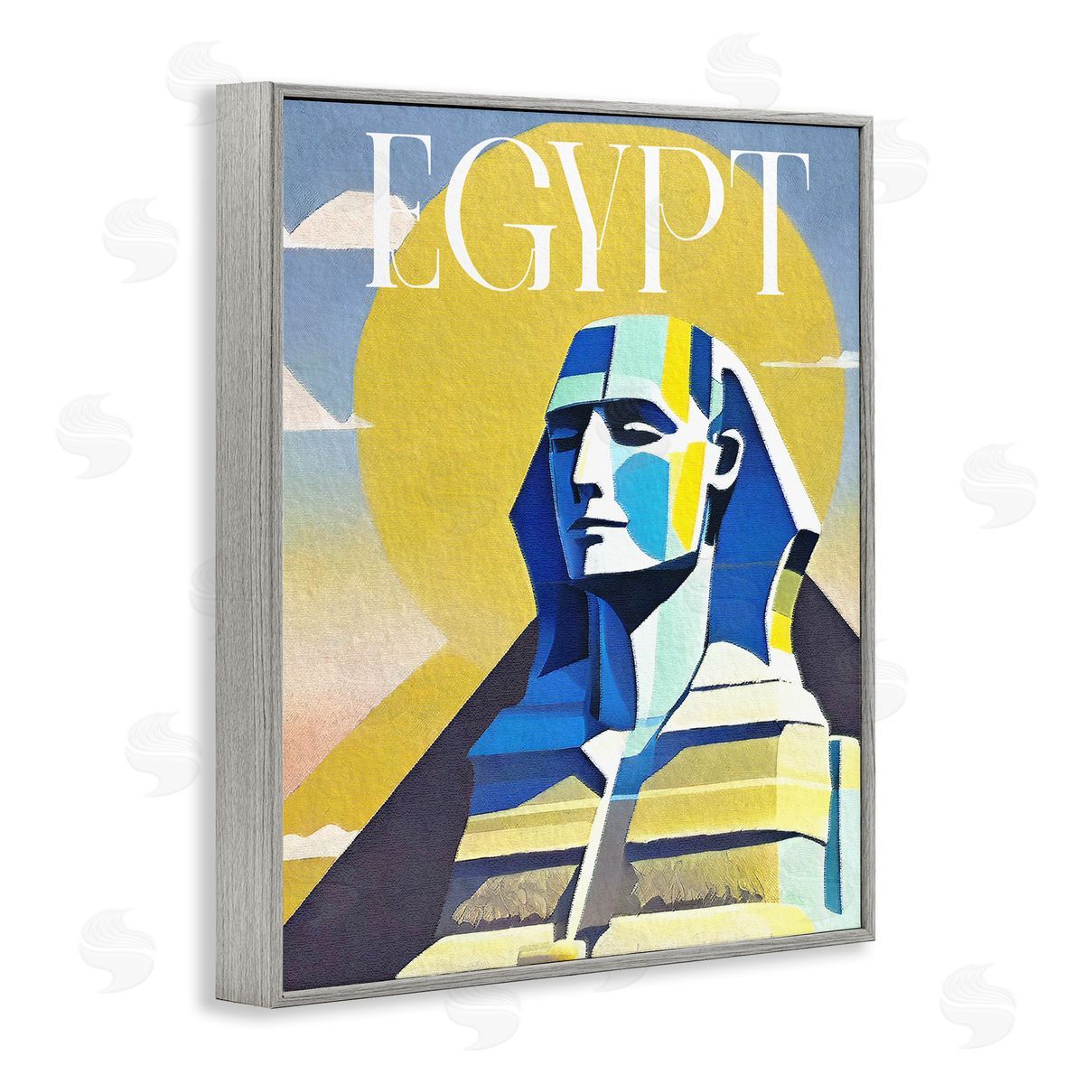 Stupell Studio Egypt Sphinx Landmark Gray Framed Giclee Wall Art Print