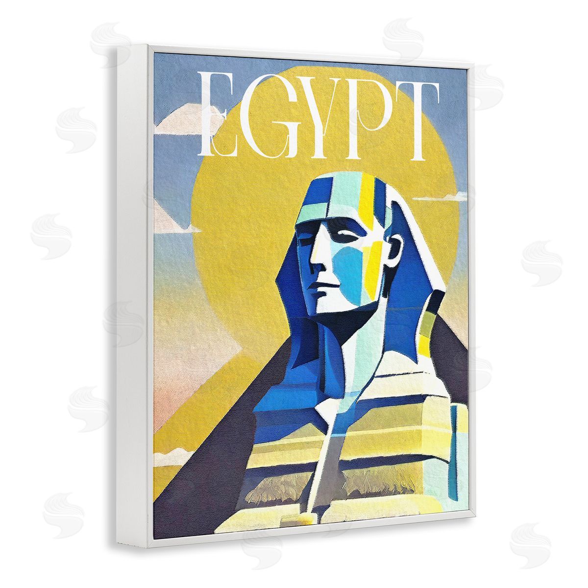 Stupell Studio Egypt Sphinx Landmark White Framed Giclee Wall Art Print