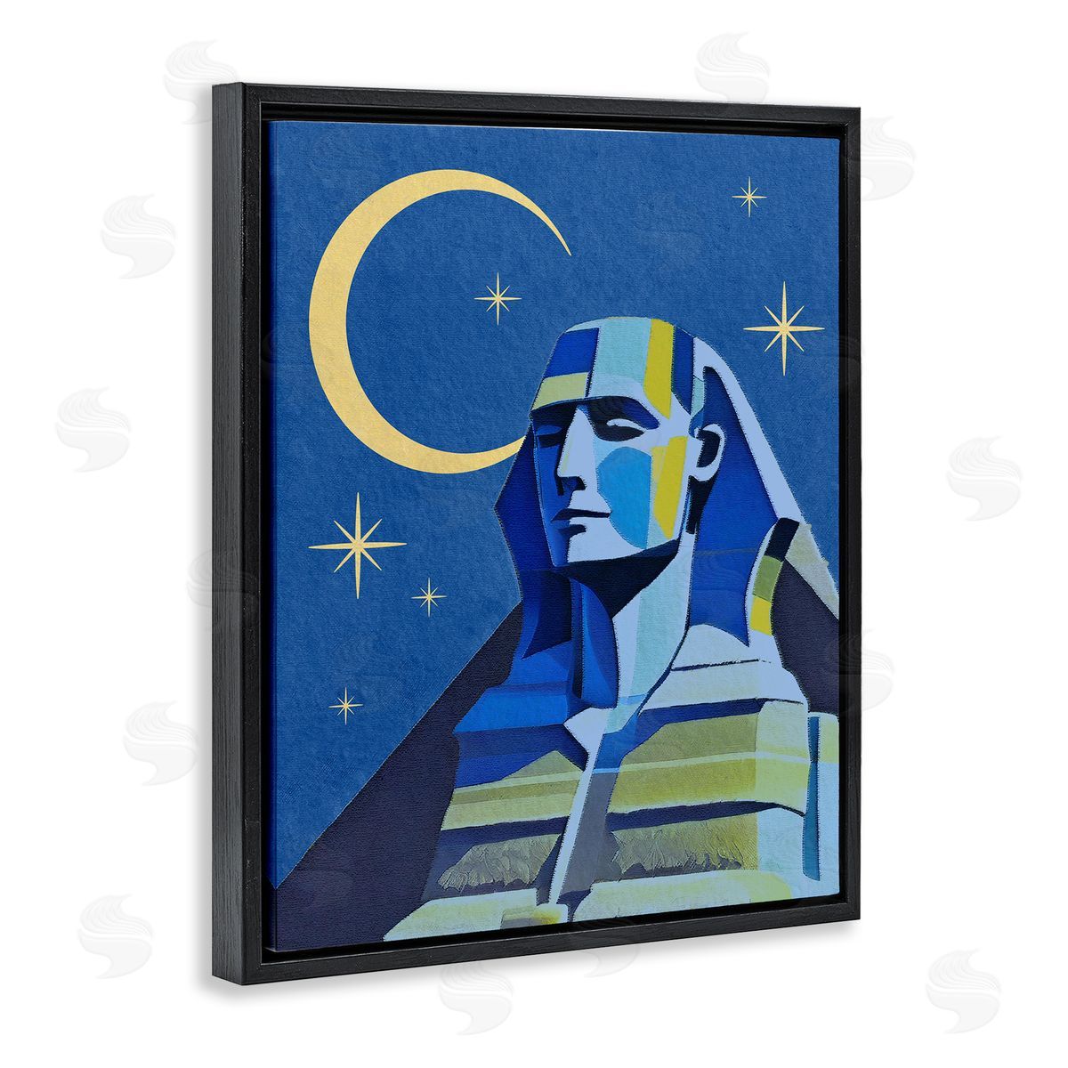 Stupell Studio Sphinx with Moon Black Floating Frame Canvas Wall Art Print