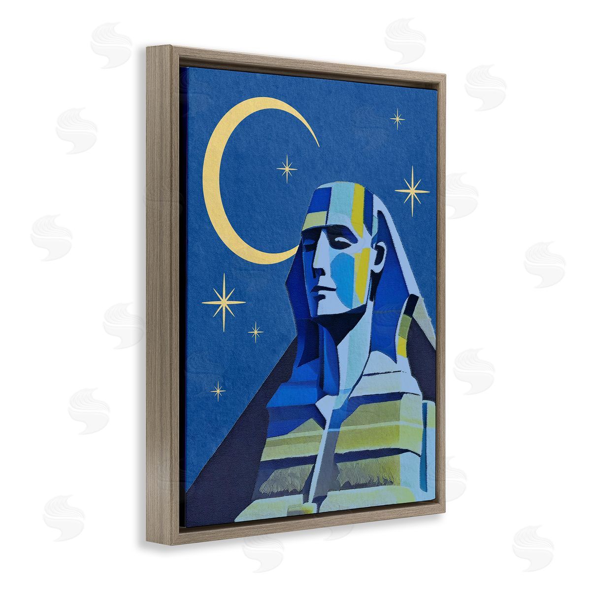 Stupell Studio Sphinx with Moon Brown Floating Frame Canvas Wall Art Print