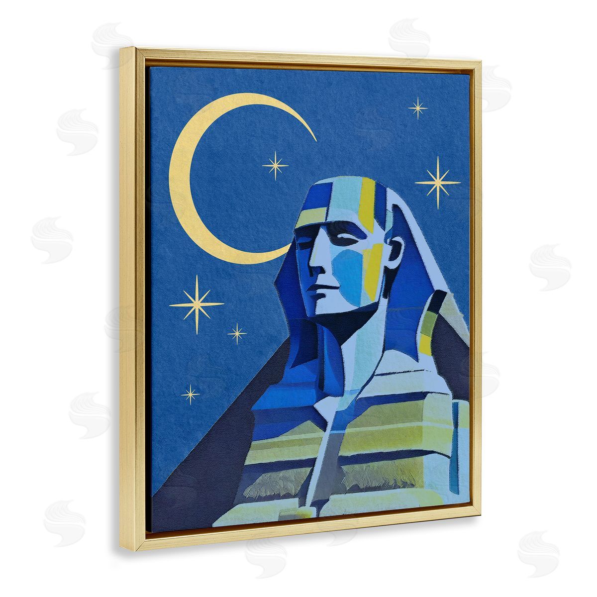 Stupell Studio Sphinx with Moon Gold Floating Frame Canvas Wall Art Print