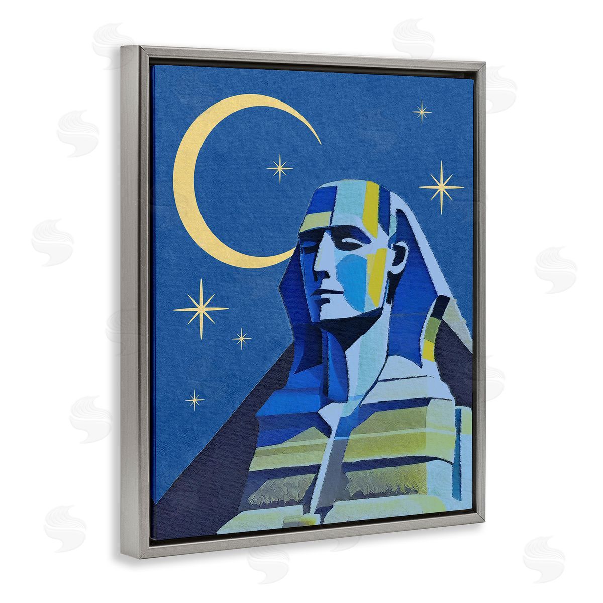 Stupell Studio Sphinx with Moon Gray Floating Frame Canvas Wall Art Print
