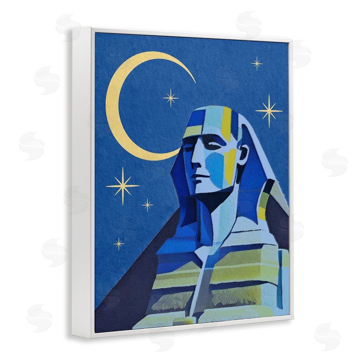 Stupell Studio Sphinx with Moon White Framed Giclee Wall Art Print