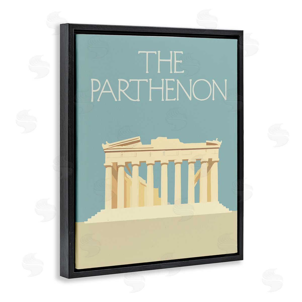 Stupell Studio Parthenon Landmark View Black Floating Frame Canvas Wall Art Print