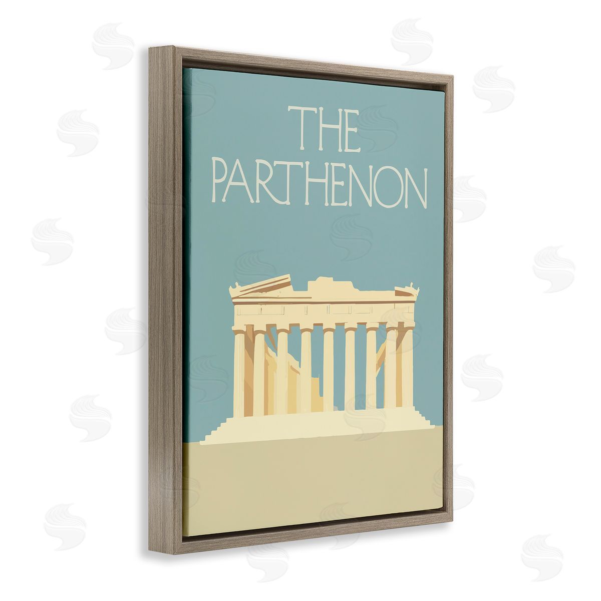 Stupell Studio Parthenon Landmark View Brown Floating Frame Canvas Wall Art Print