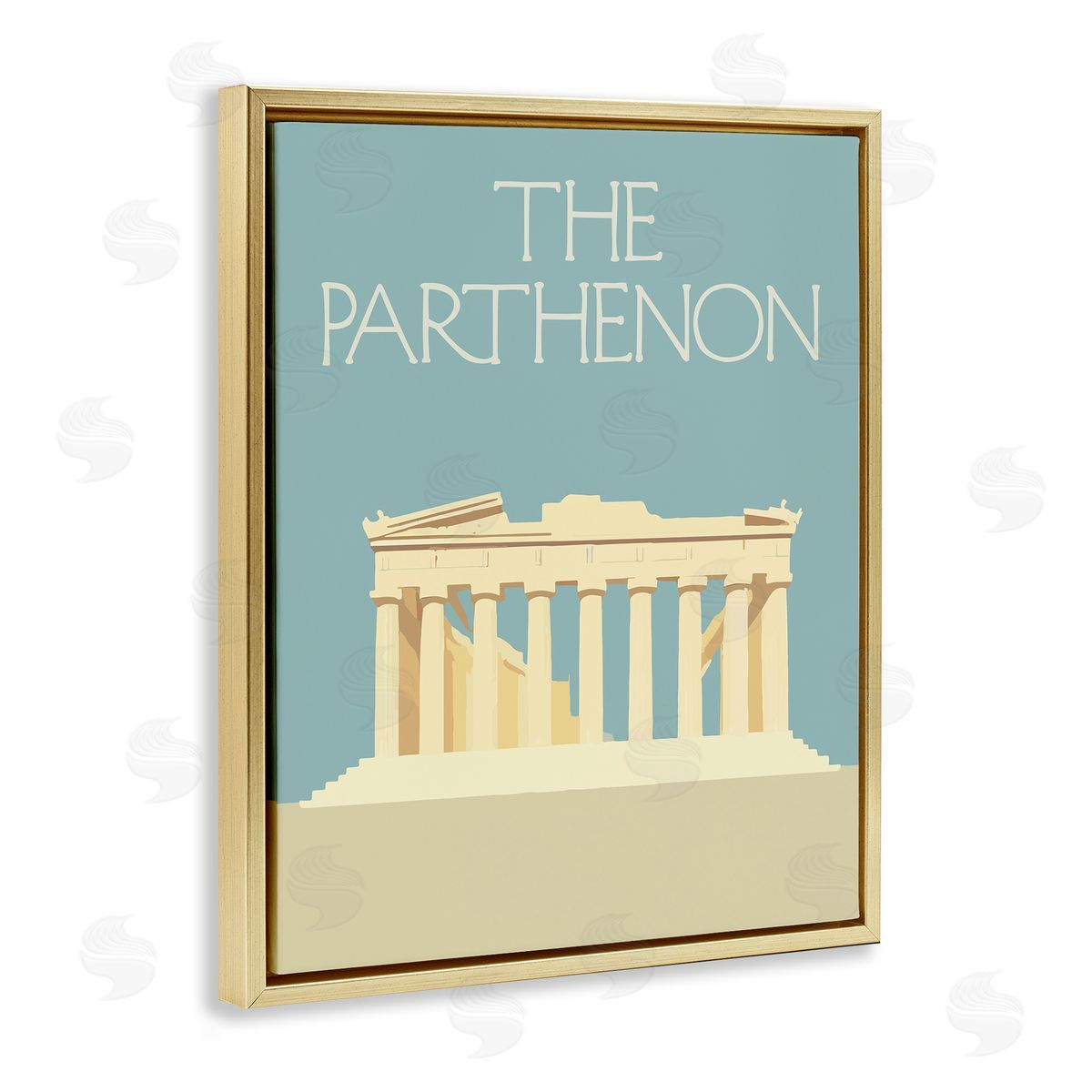 Stupell Studio Parthenon Landmark View Gold Floating Frame Canvas Wall Art Print