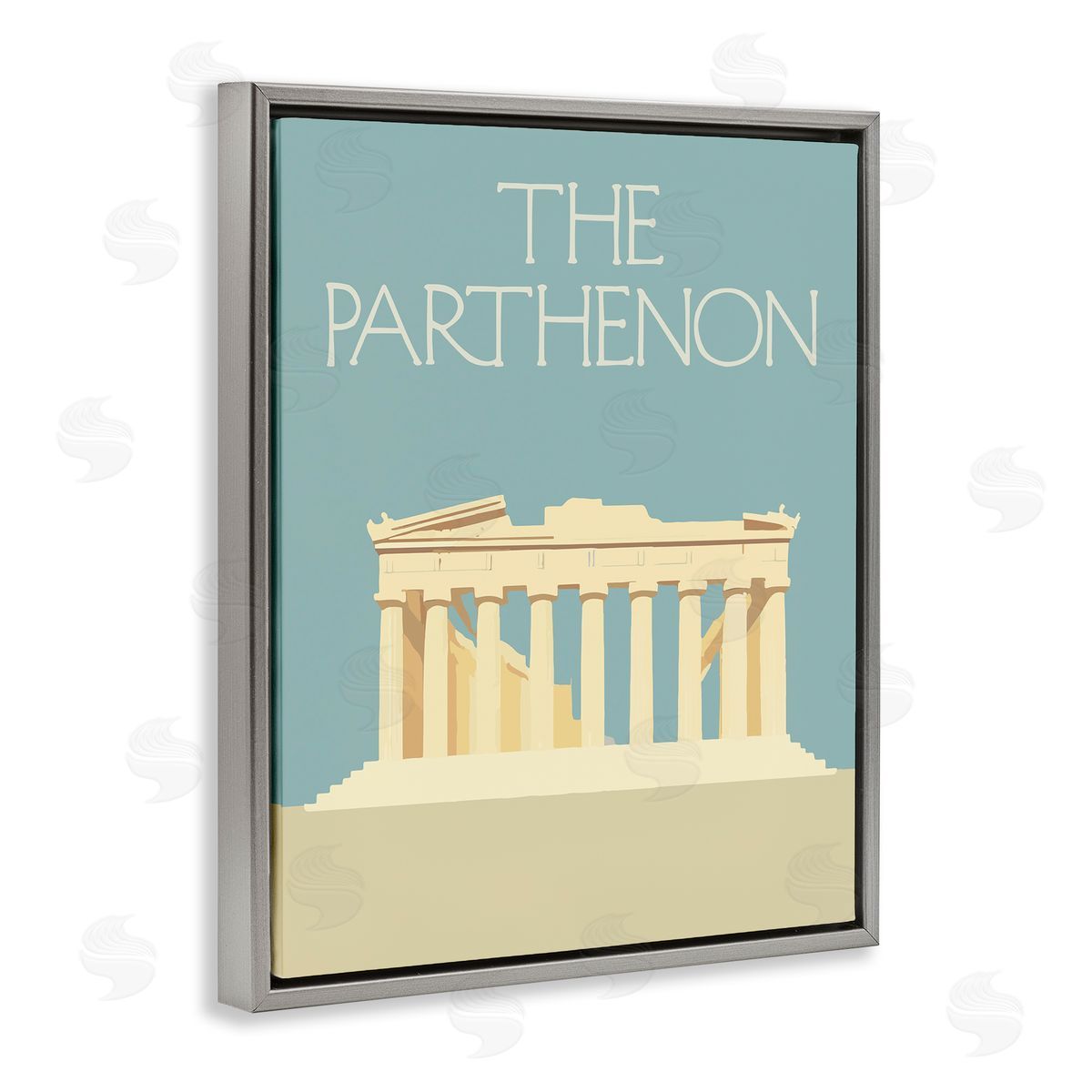 Stupell Studio Parthenon Landmark View Gray Floating Frame Canvas Wall Art Print