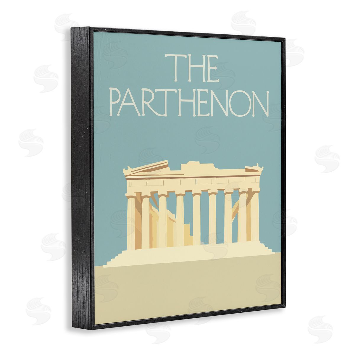 Stupell Studio Parthenon Landmark View Black Framed Giclee Wall Art Print