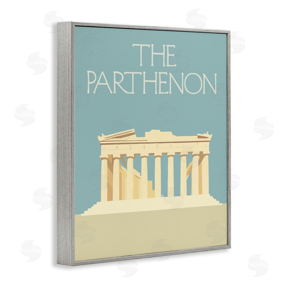 Stupell Studio Parthenon Landmark View Gray Framed Giclee Wall Art Print