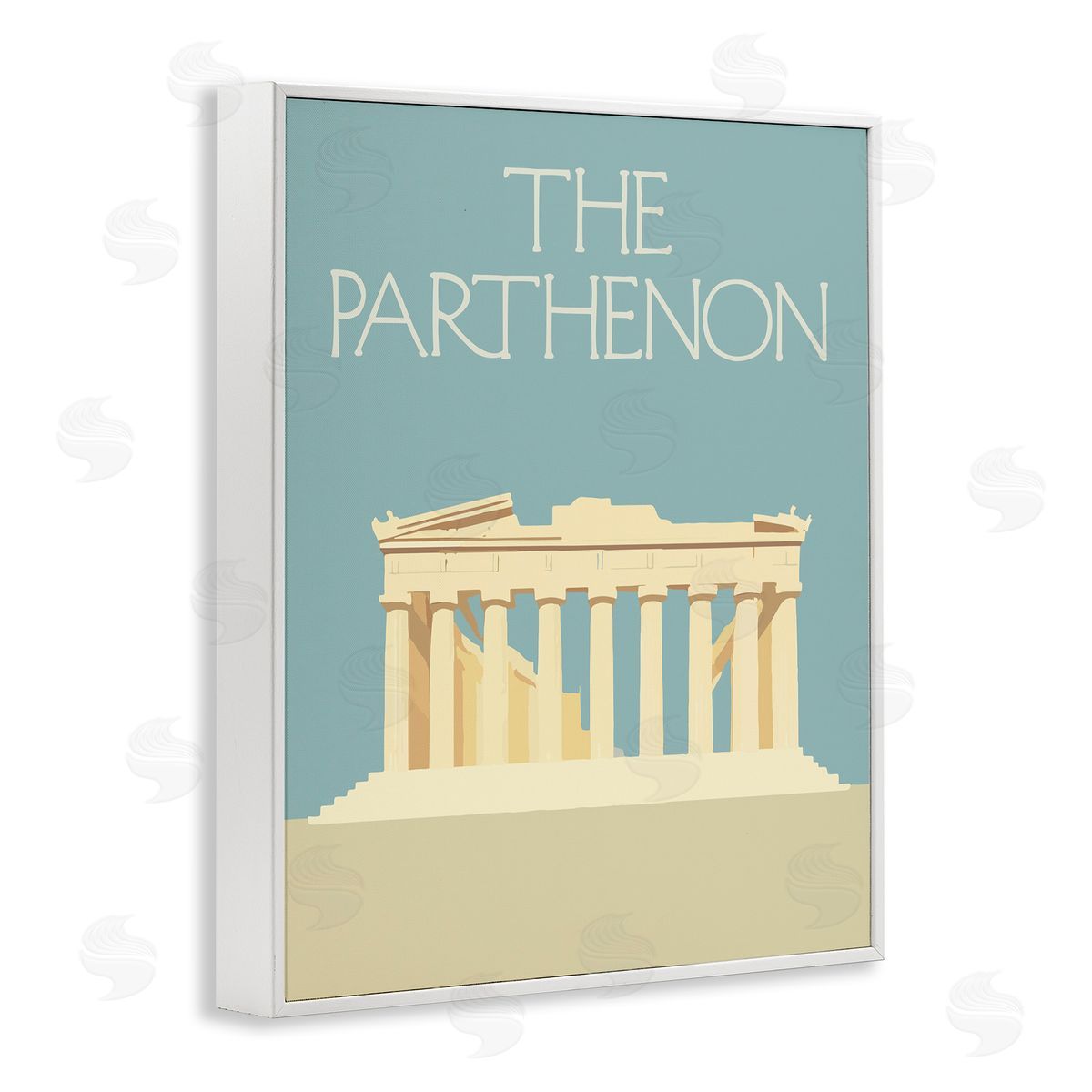 Stupell Studio Parthenon Landmark View White Framed Giclee Wall Art Print