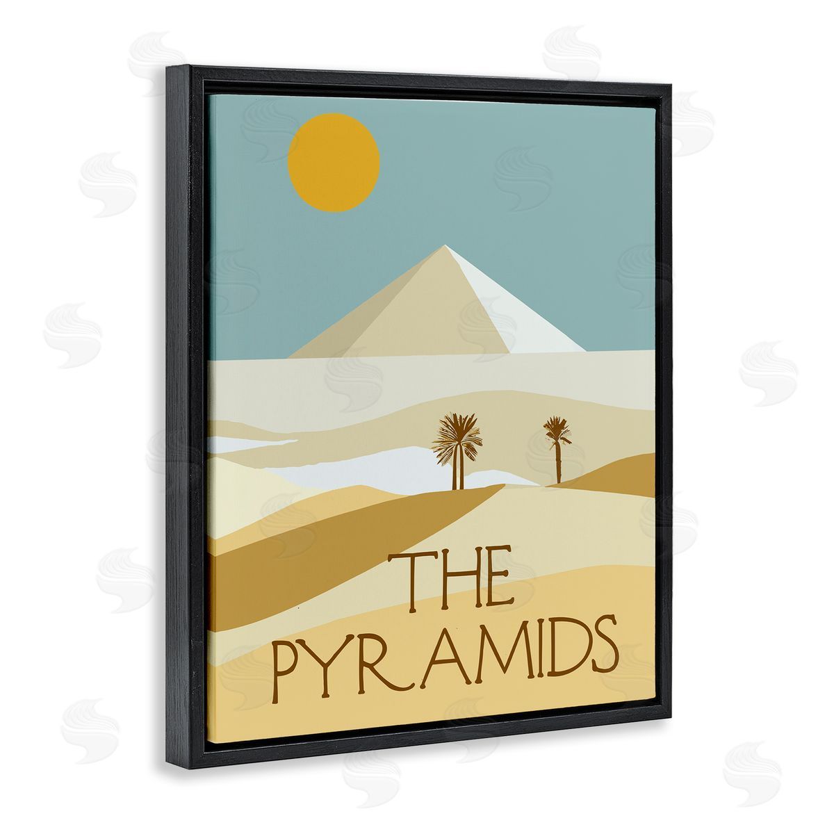 Stupell Studio Egypt Pyramids Landmark Black Floating Frame Canvas Wall Art Print