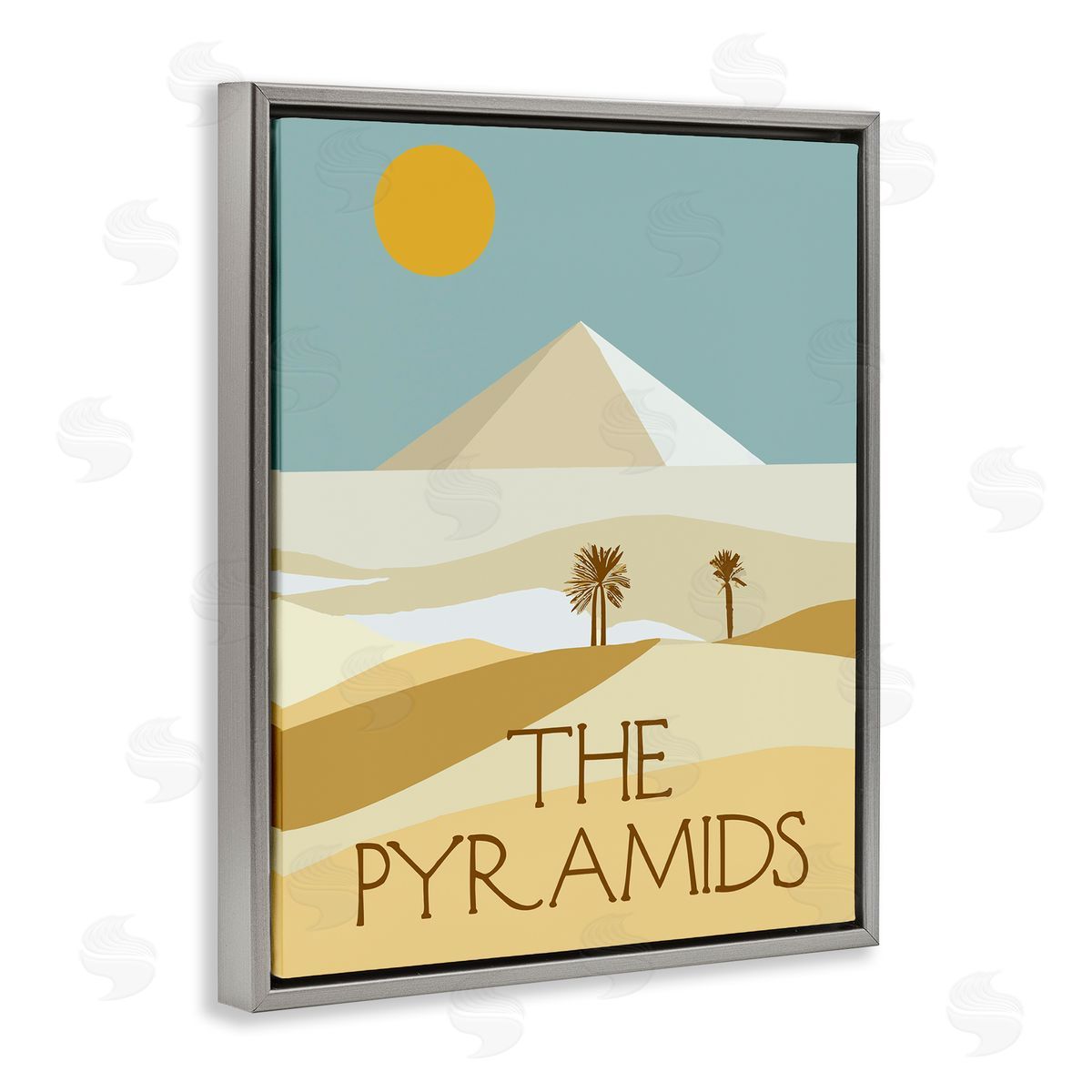 Stupell Studio Egypt Pyramids Landmark Gray Floating Frame Canvas Wall Art Print