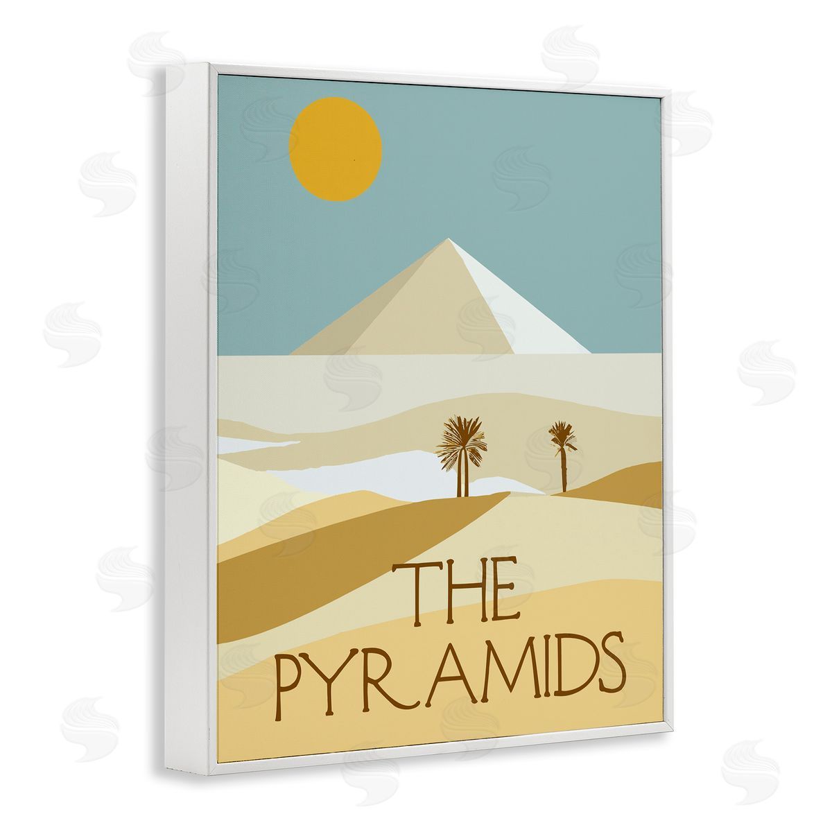 Stupell Studio Egypt Pyramids Landmark White Framed Giclee Wall Art Print