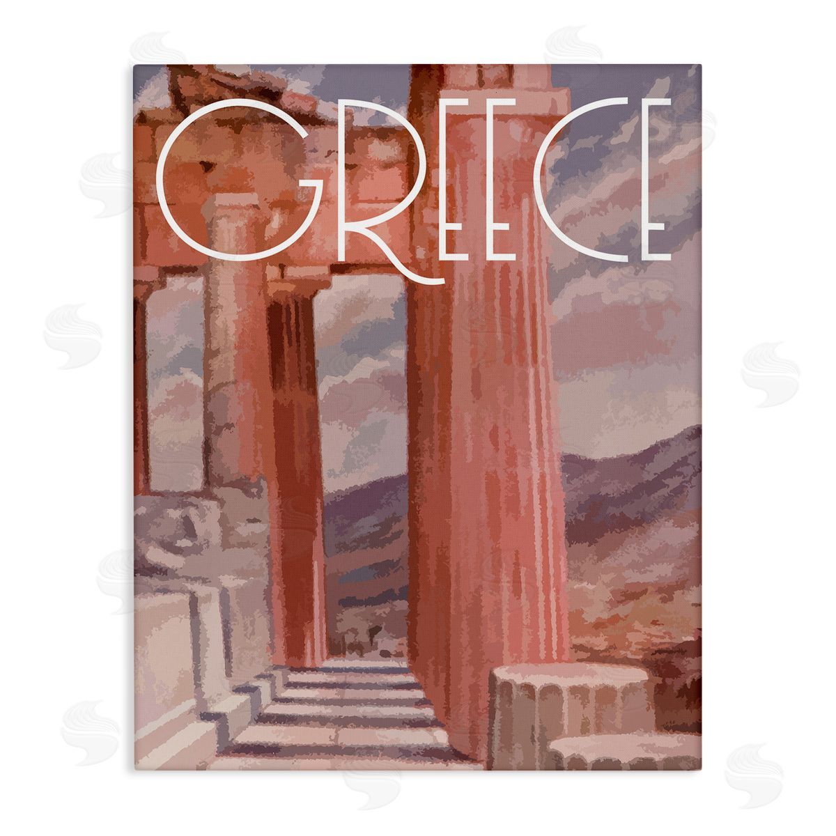Stupell Studio Greece City Landmarks Canvas Wall Art Print