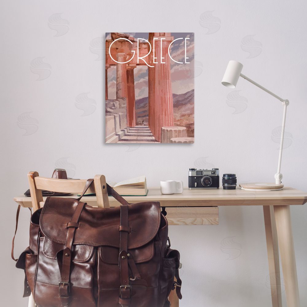Stupell Studio Greece City Landmarks Canvas Wall Art Print in Room