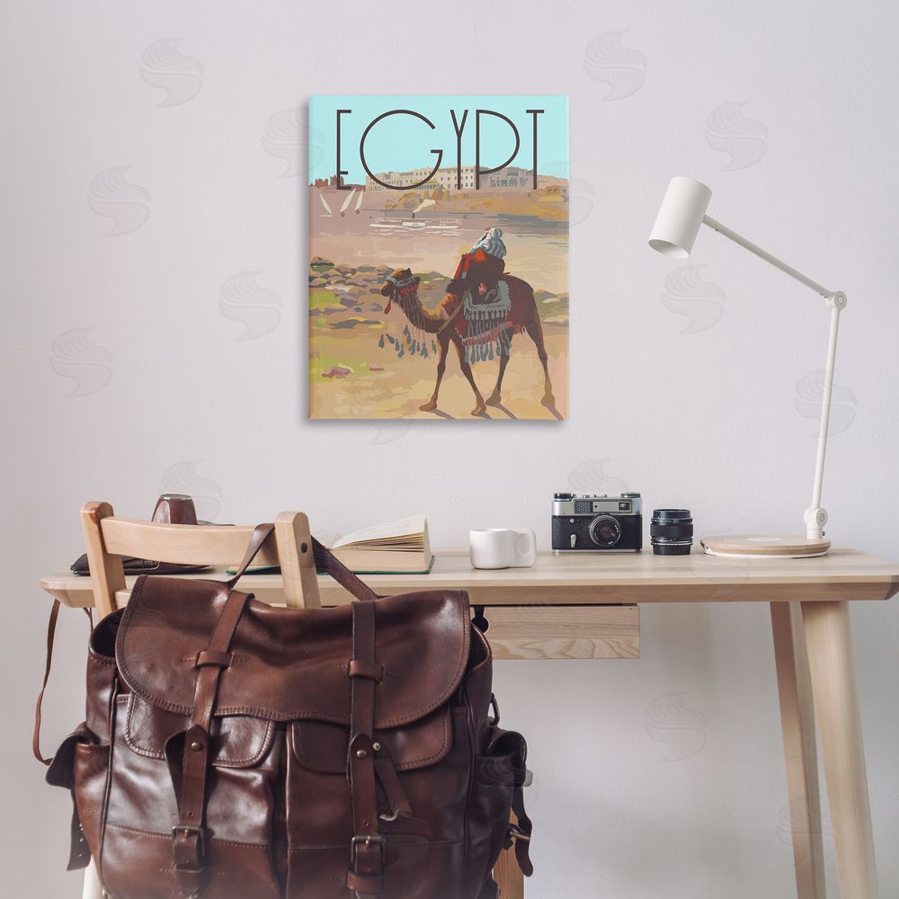 Stupell Studio Egypt Camel Scene Canvas Wall Art Print in Room
