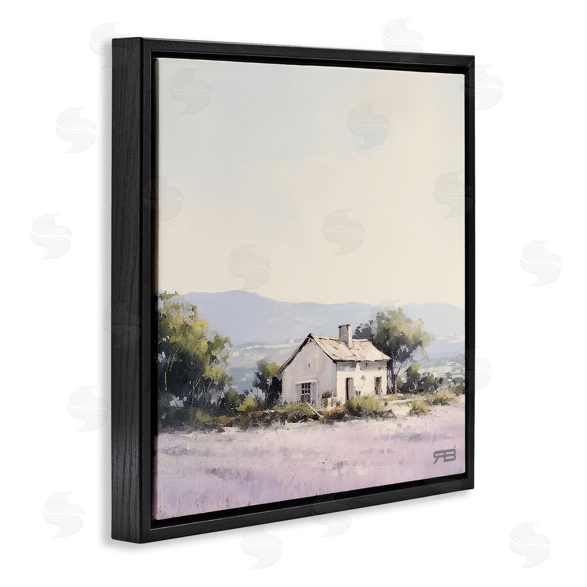 RB Rural Farm Horizon Black Floating Frame Canvas Wall Art Print