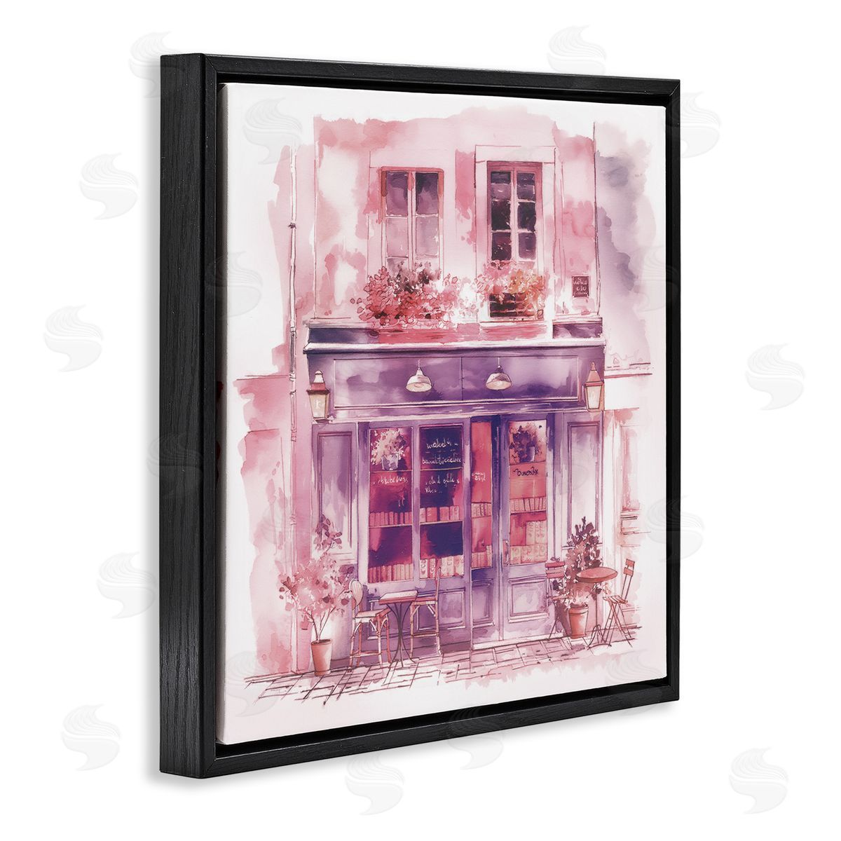 Steve Hunziker Pink Bistro Café Black Floating Frame Canvas Wall Art Print
